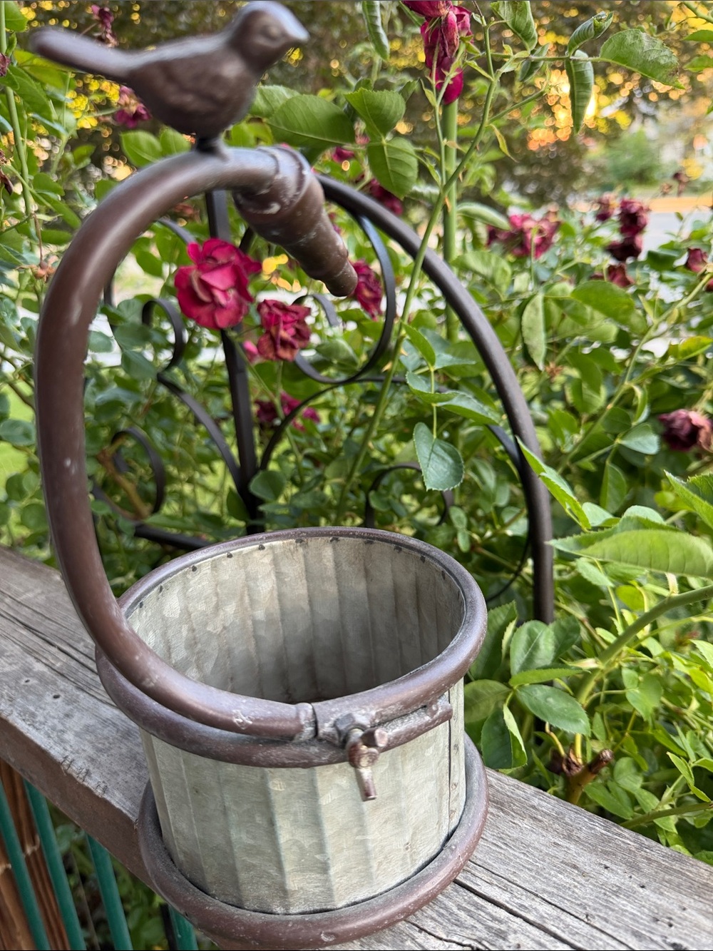 Galvanized/Copper Bird Planter